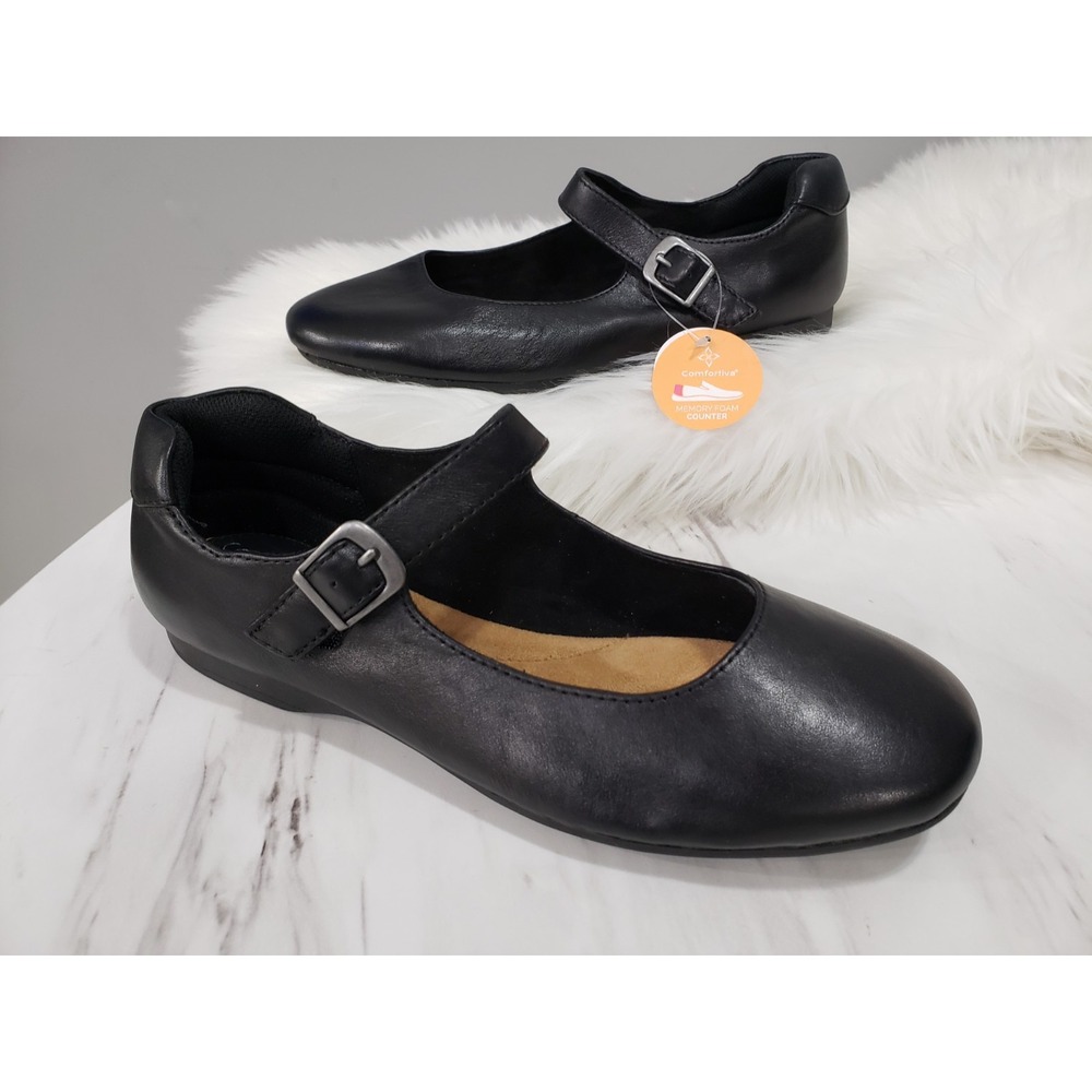 NEW NO BOX SIZE 7.5 WIDE - Comfortiva Women's Kaylee Mary Jane Ballet Flat BLACK